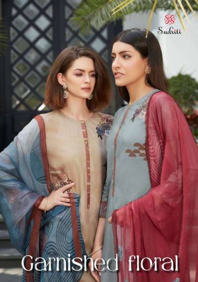 Garnished Floral By Sudriti Designer Cotton Handwork Salwar Kameez Collection